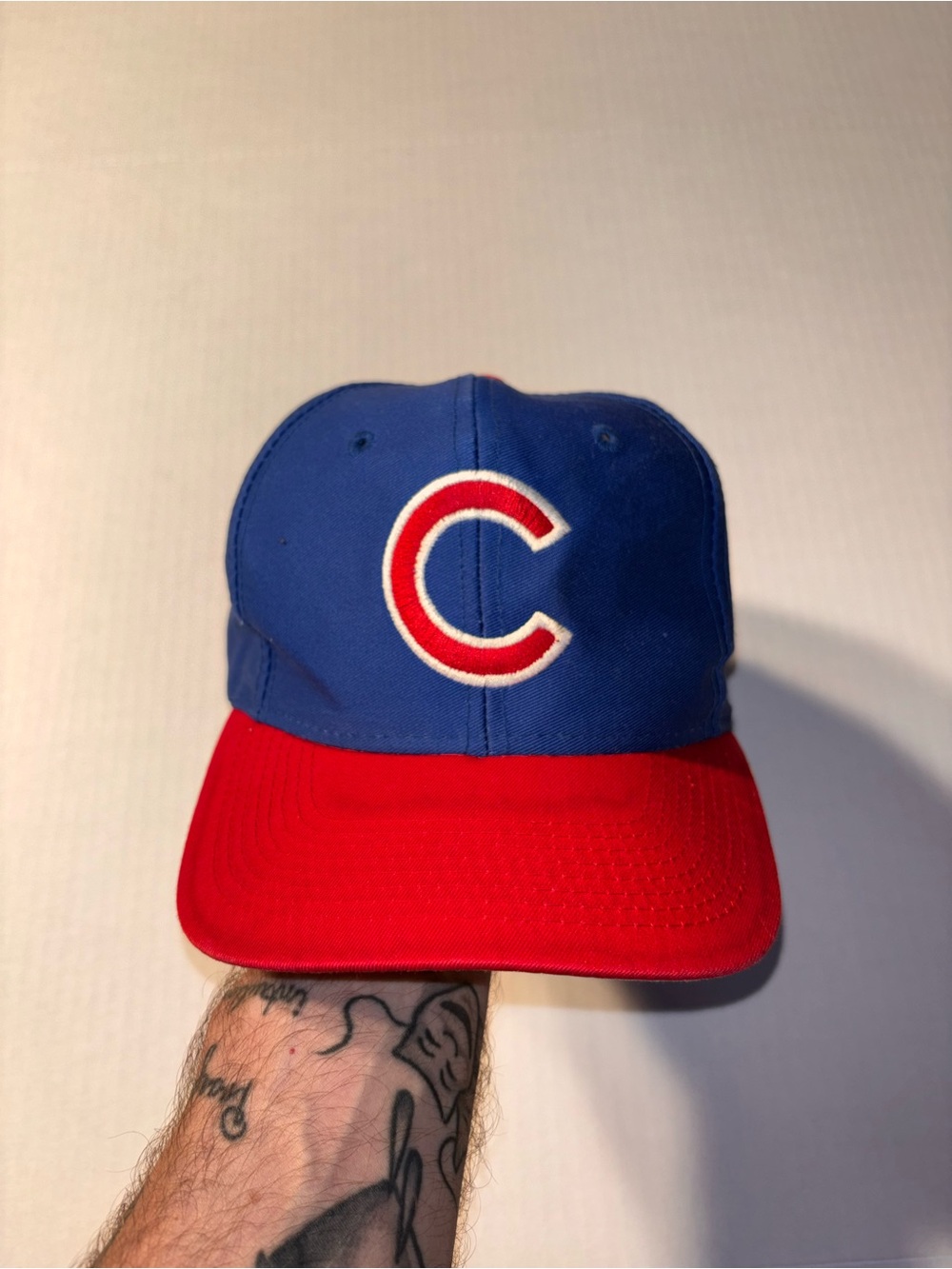 Vtg Logo 7 Chicago Cubs MLB 90’s Blue Red SnapBack Baseball Hat Cap OSFA